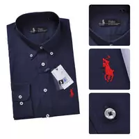 chemises manches longues ralph lauren hommes classic 2013 polo bresil poney coton saphir